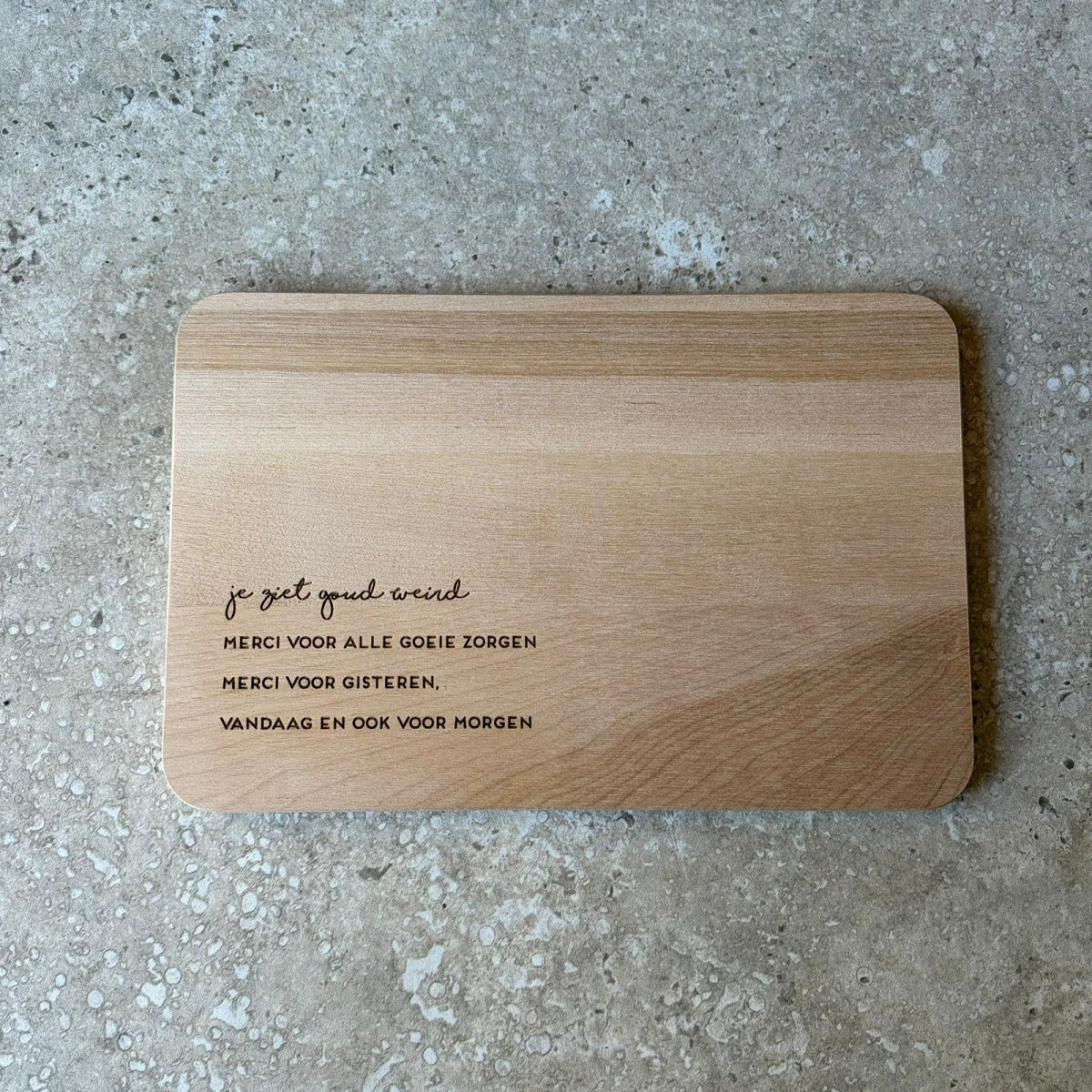 Houten broodplank met spreuk