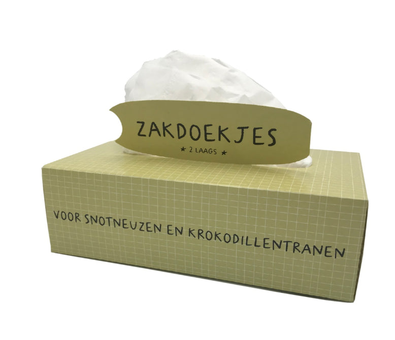 Doos papieren zakdoeken - voor snotneuzen en krokodillentranen