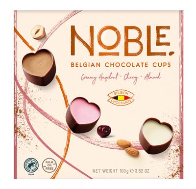 Gevulde chocoladecups in hartvorm - 100 g