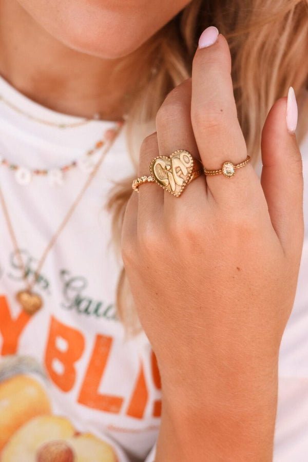 Ring - Braided green ring gold