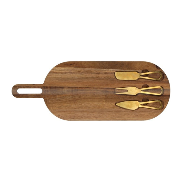 Serveerplank met gouden bestek