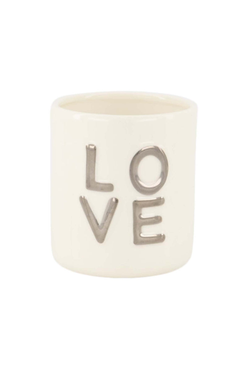 Geurkaars keramiek love wit/zilver