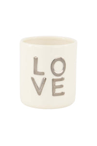 Geurkaars keramiek love wit/zilver