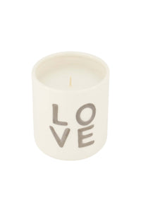 Geurkaars keramiek love wit/zilver