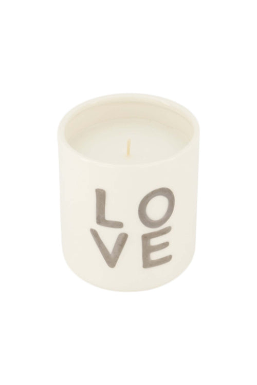 Geurkaars keramiek love wit/zilver