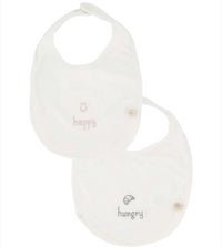 Set van 2 slabbetjes happy/hungry