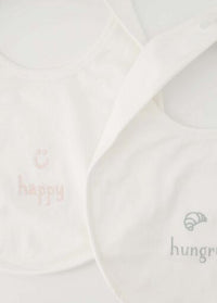 Set van 2 slabbetjes happy/hungry