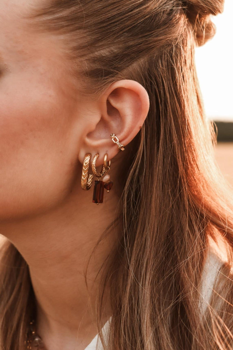 Oorbellen - oval braid hoop (paar)