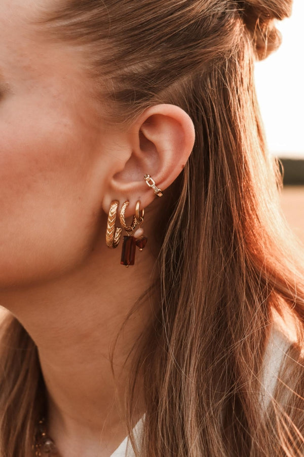 Oorbellen - oval braid hoop (paar)