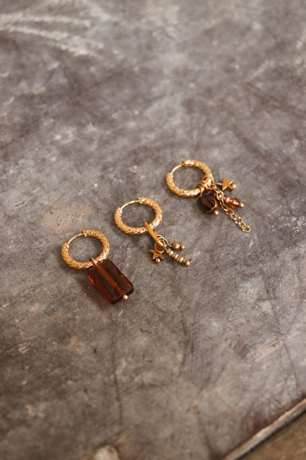 Oorbellen - shiny brown (paar)