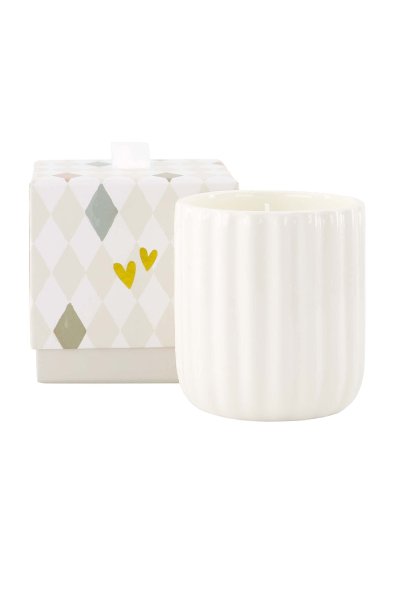Geurkaars keramiek in doosje hartje wit