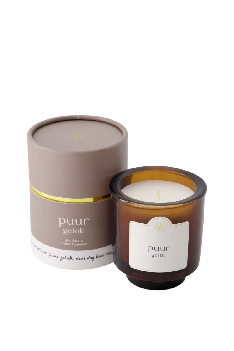 Geurkaars in koker 'puur geluk'