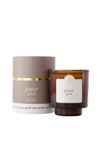 Geurkaars in koker 'puur geluk'