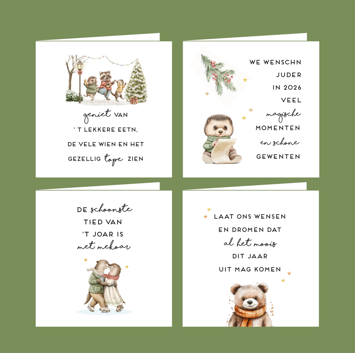 De Machtige Kerstkartjes Box (mix van 24 kaarten)