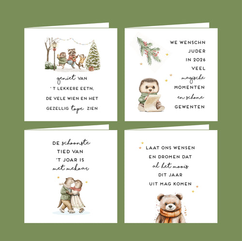 De Machtige Kerstkartjes Box (mix van 24 kaarten)