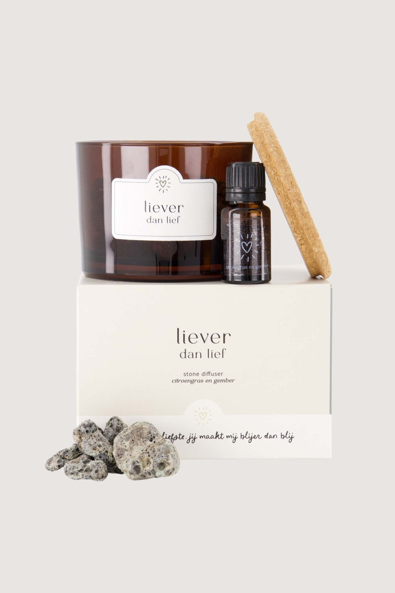 Diffuser lava steen 'liever dan lief'