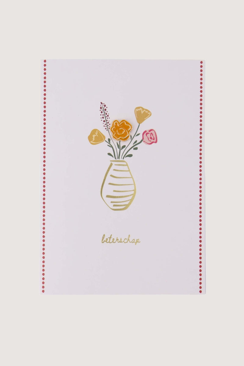 Wenskaart met broche - beterschap