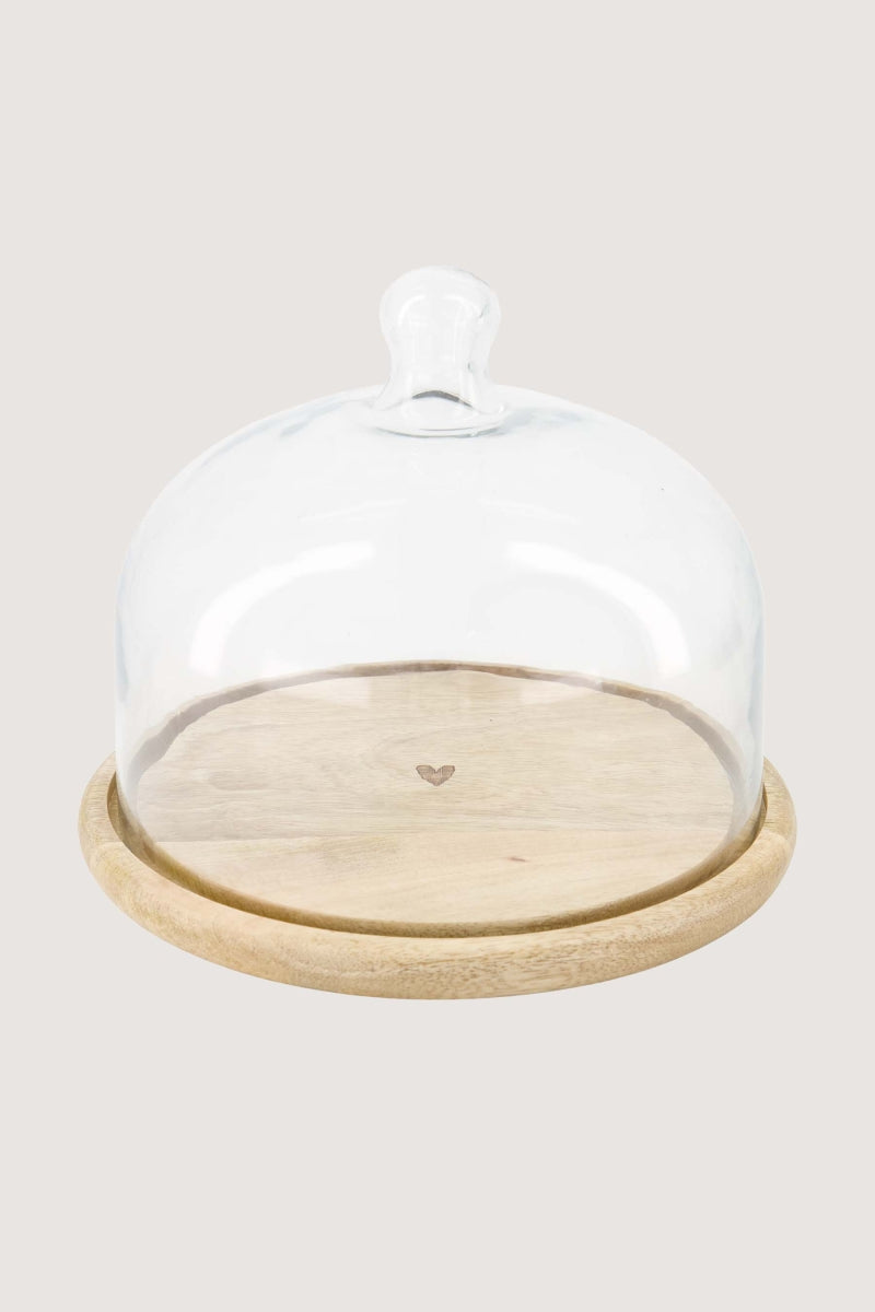 Stolp glas op houten plateau
