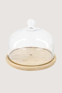 Stolp glas op houten plateau