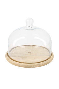 Stolp glas op houten plateau