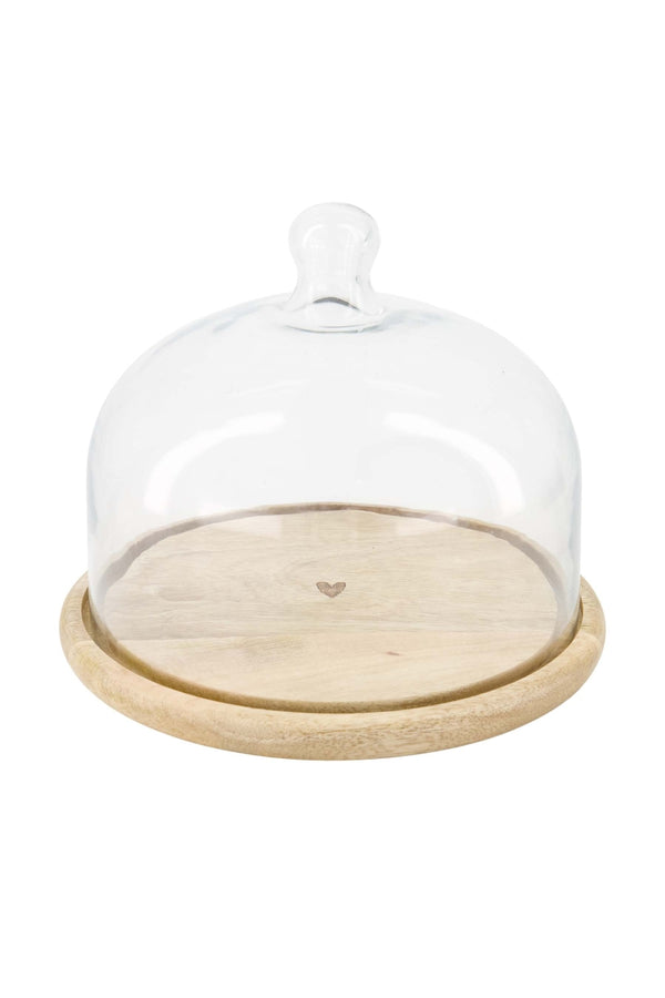 Stolp glas op houten plateau