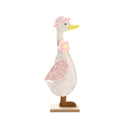 Decoratie - eend met roze hoed