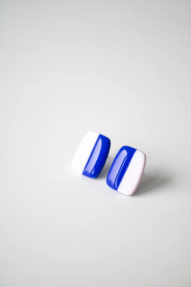 Oorbellen - Obi blauw/wit