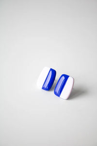 Oorbellen - Obi blauw/wit