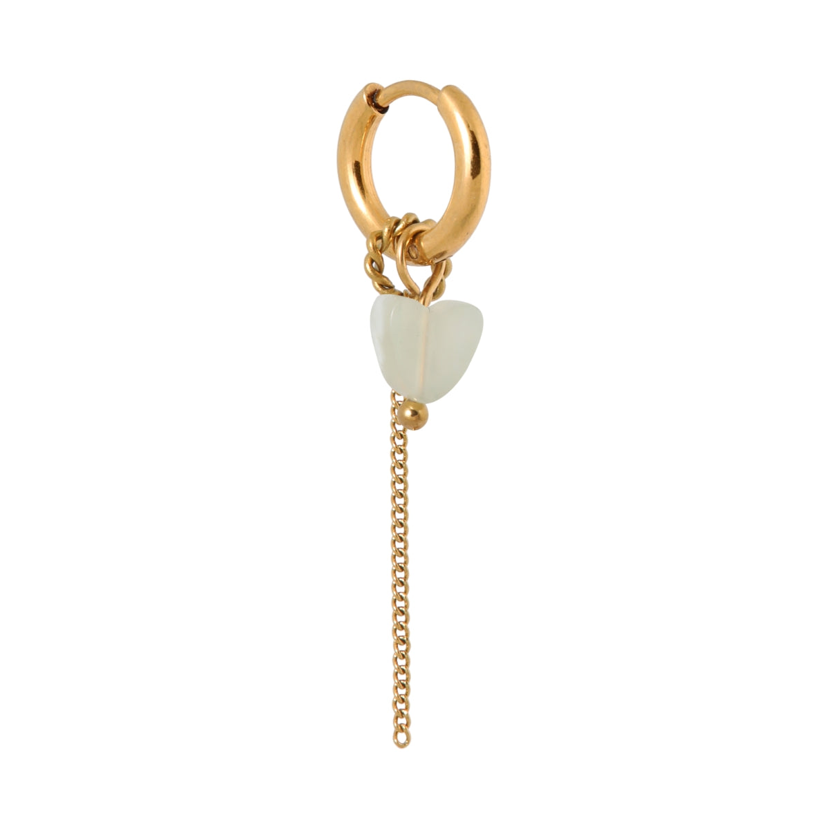 Oorbellen - Chain green heart (paar)