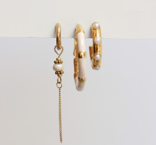 Oorbellen - Beige hoola (paar)