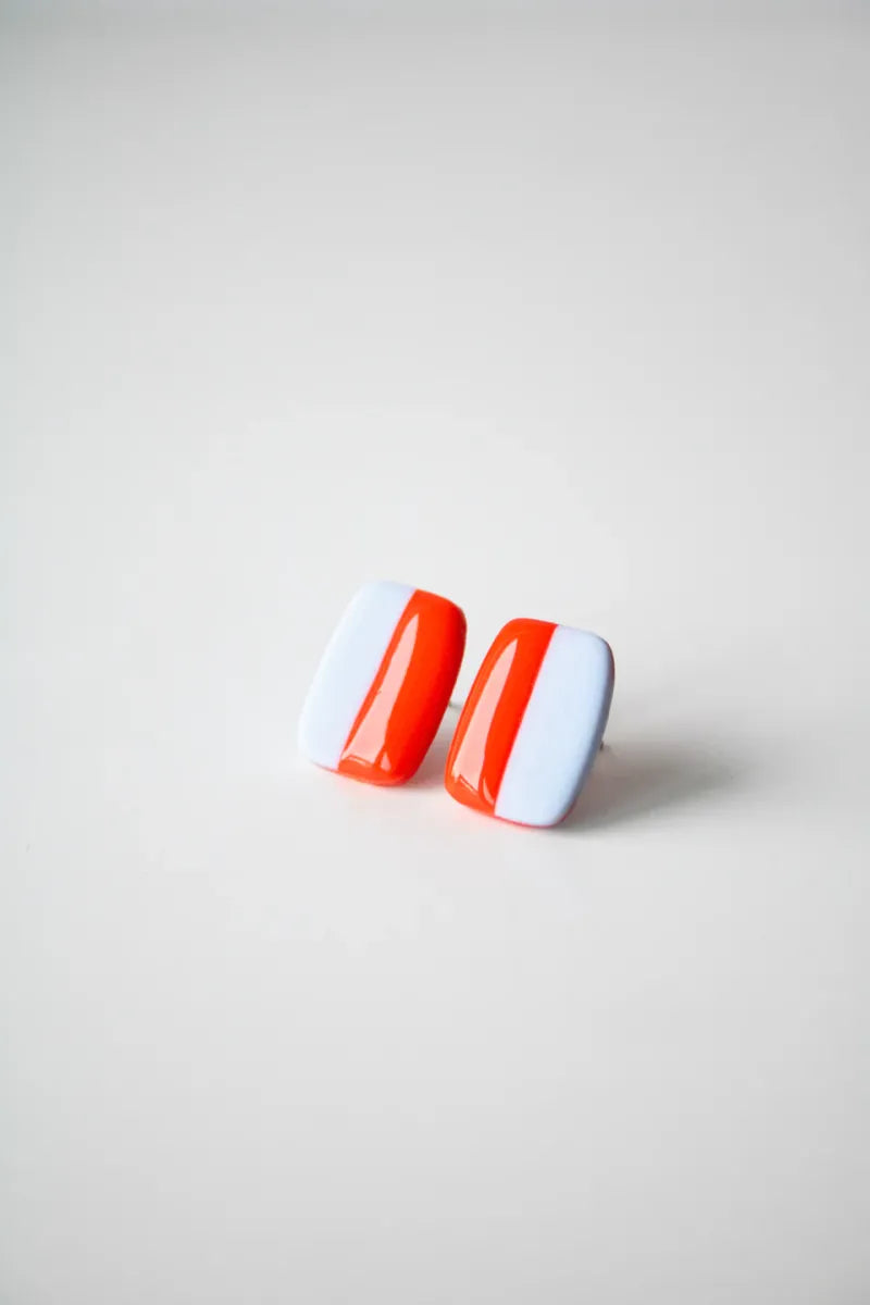 Oorbellen - Obi oranje/wit