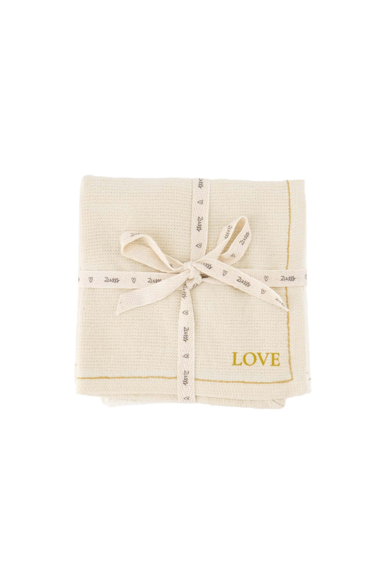 Set vaatdoek - Love wit/goud
