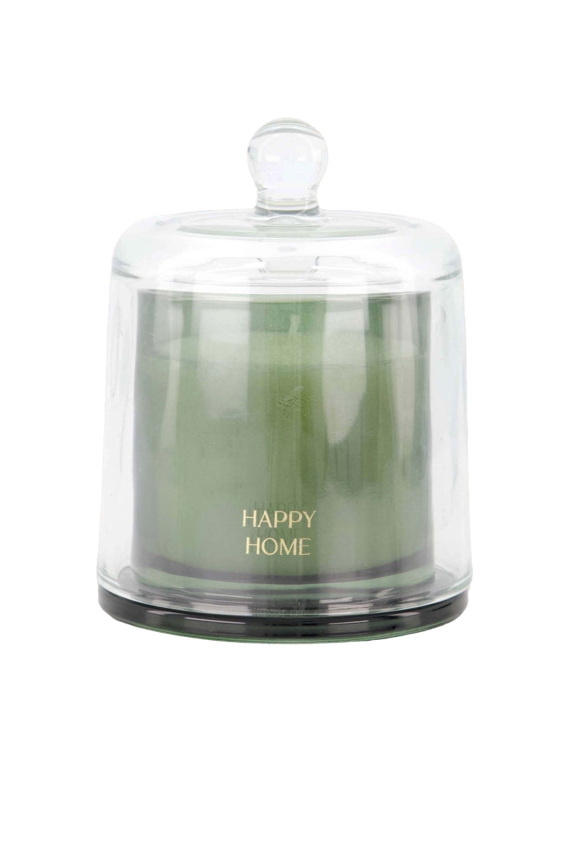 Geurkaars glas met stolp - Happy home