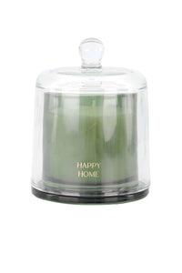 Geurkaars glas met stolp - Happy home