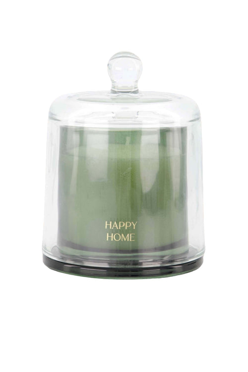 Geurkaars glas met stolp - Happy home
