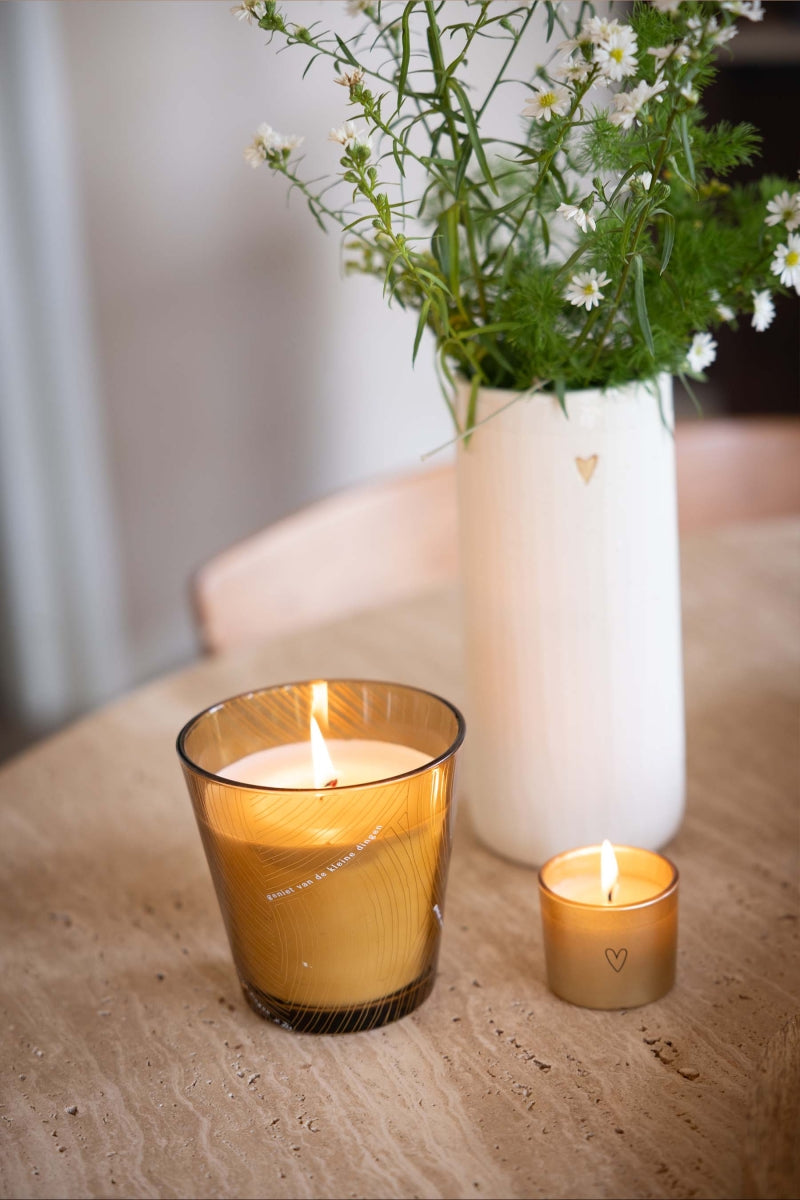 Geurkaars glas - vlechtpatroon