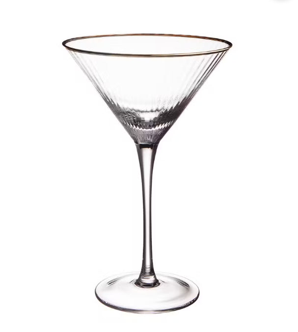 Set Martini glas met gouden randje